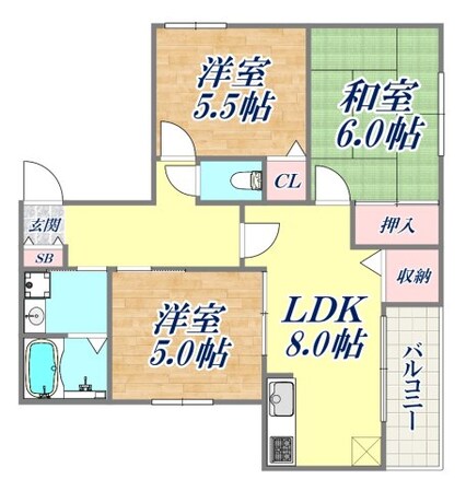 ハミングバード本山の物件間取画像